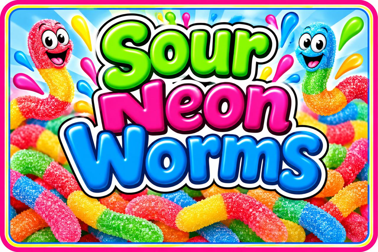 Sour Neon Worms candy mix